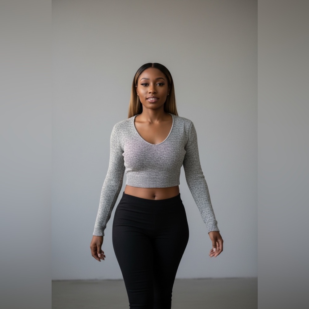 Fashion Nova Heather Gray Zip-Up Sweater